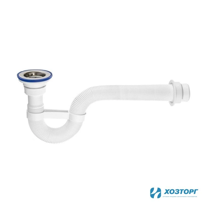 Сифон гофрированный 1 1/4" чашка Ø70мм, отвод ДСМА, выпуск Ø40/50мм VIR 30980317 (1/30)