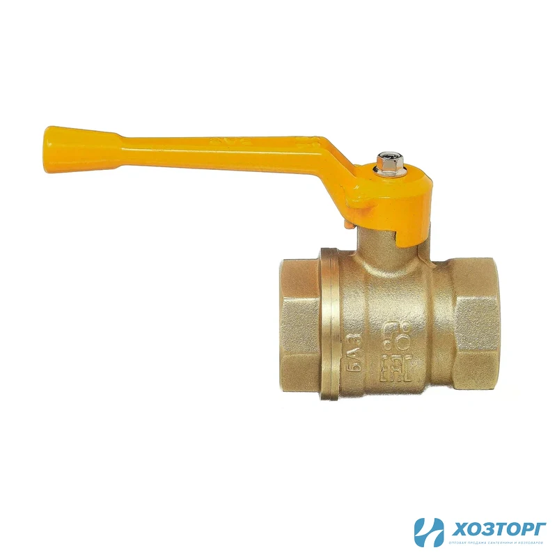 Кран шаровый БАЗ 3/4 г/г ЖЁЛТАЯ ручка газовый 11Б27П Ду20 А10 (1/50)