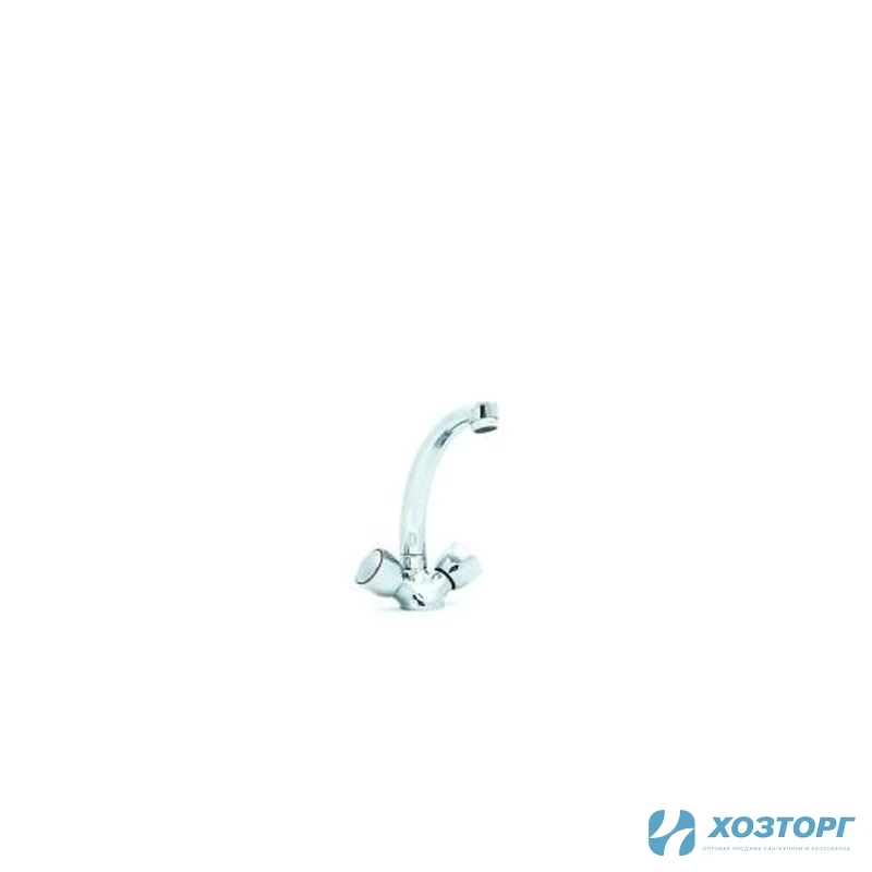 Смеситель д/к DORON D4809 керамика, хром, излив толстый гусак, п/г (2/20)