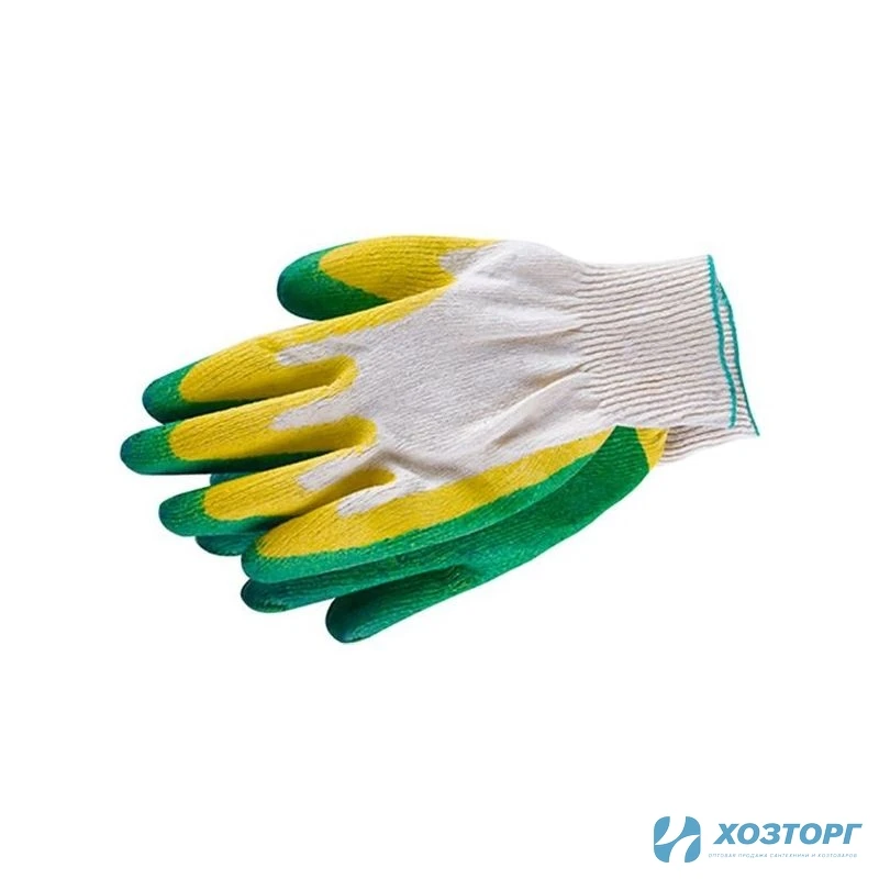 Перчатки ХБ с двойным латексным обливом ПВХЛ2 цена за пару(10/300)