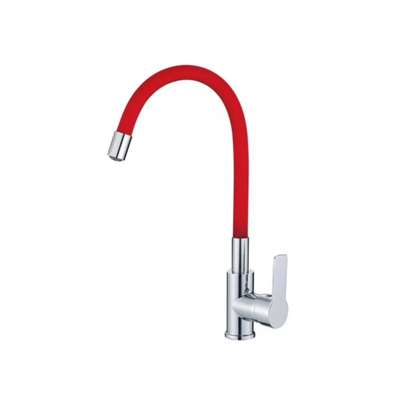 Смеситель  д/кухни DORON DC 2655RED-N, шаровый, красный, излив гибкий силиконовый, п/г (1/10)
