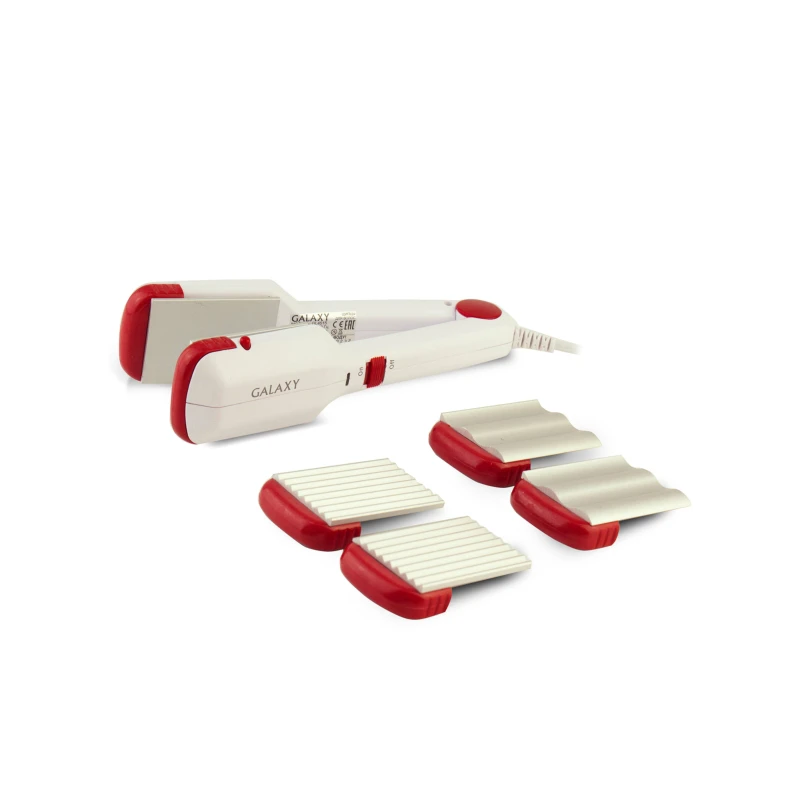  Щипцы для  волос 40Вт, температура нагрева 200С, белый с красным/GALAXY GL 4515 (1/24)