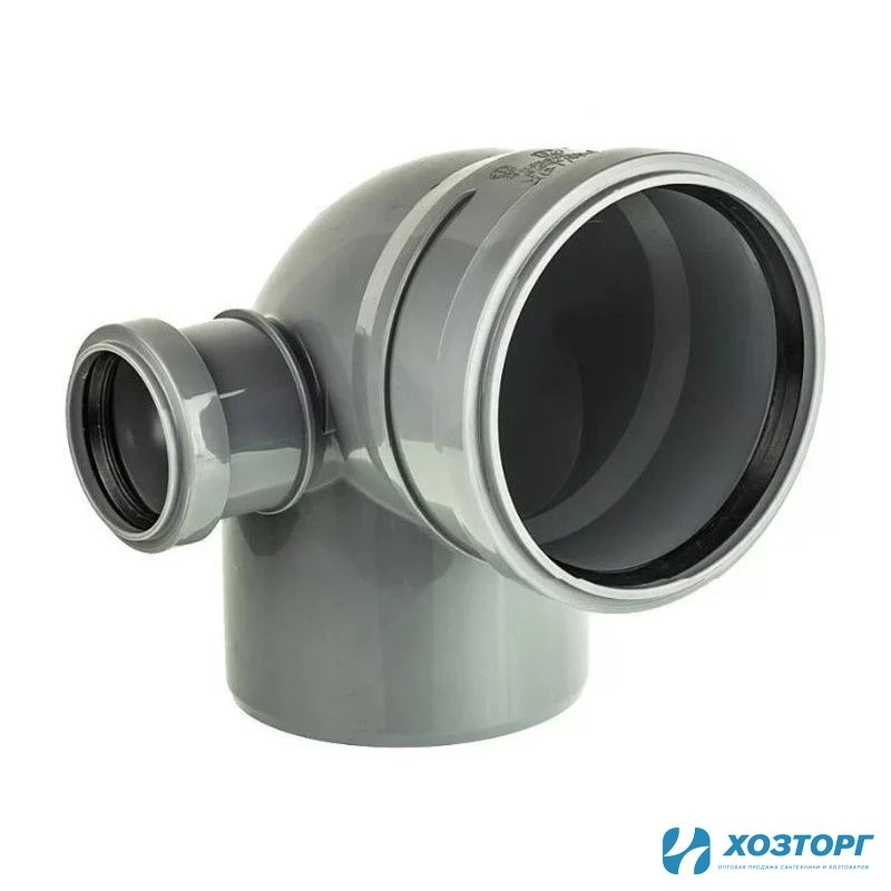 Колено канализационное с отводом универсальное левое 110х50х90 (1/30)