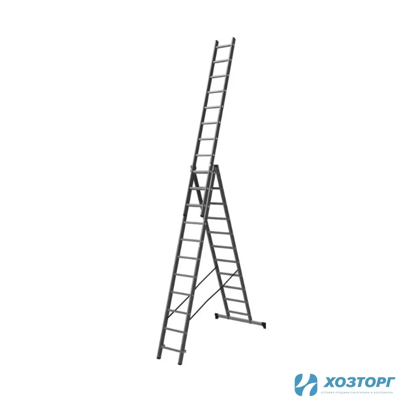 Лестница алюминиевая трёхсекционная 11 ступеней, СИЛАЧ 3*11,  3,13/5,41/7,15 м(1/1)