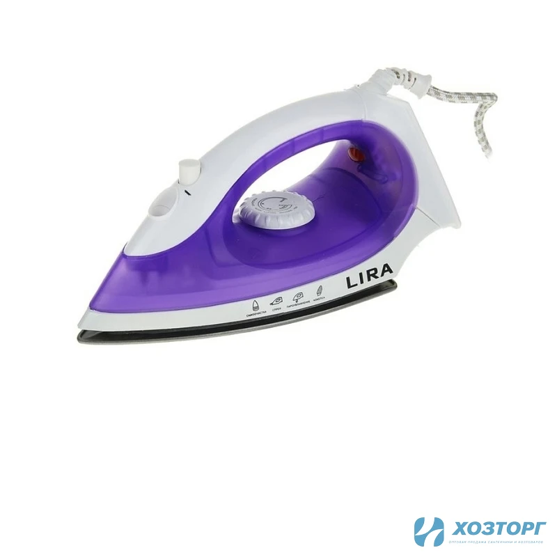 Утюг  1200Вт, покрытие подошвы- non stick, белый с фиолет.  /LIRA LR 0607 (1/10)