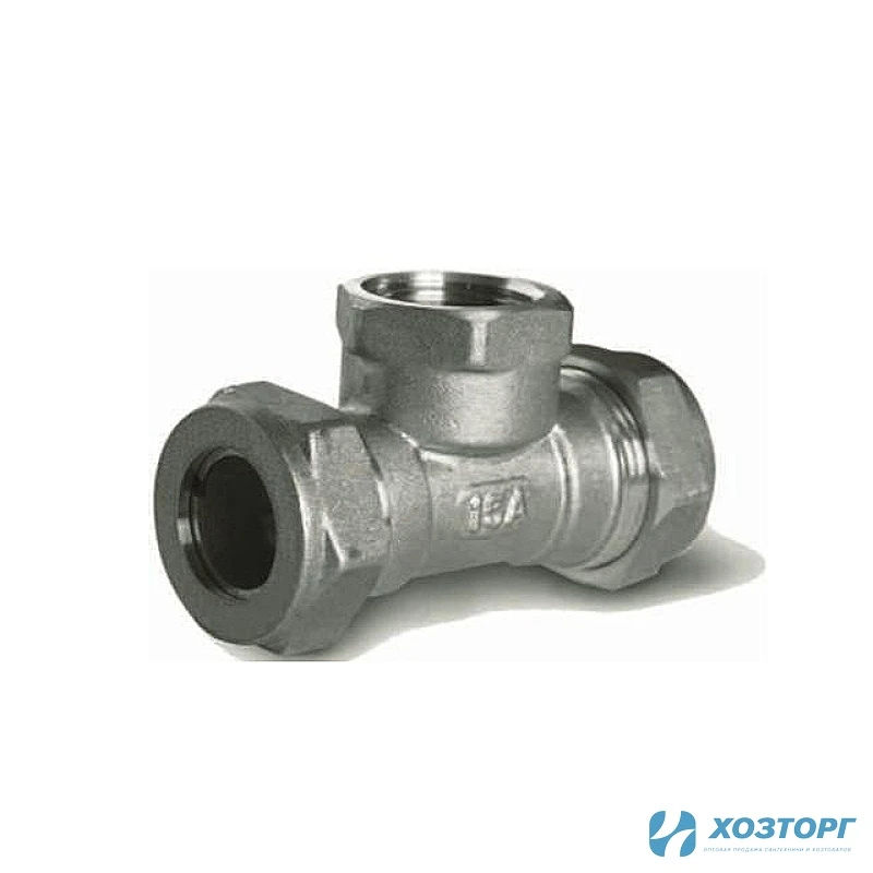 Тройник обжимной латунь (никелированный) 20*3/4" г ZTI.632.200520N (5/30)