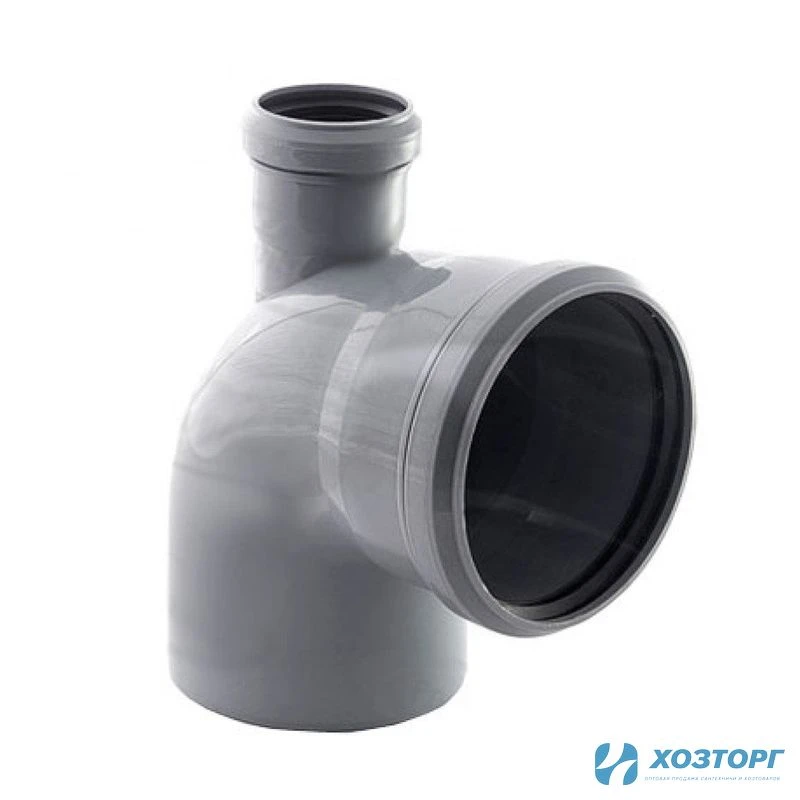 Колено канализационное с отводом универсальное прямое фронт.110х50х90 (1/30)