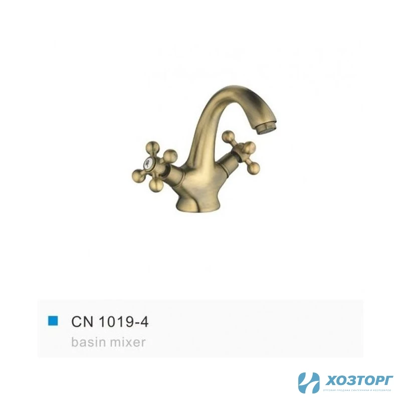 Смеситель  для умывальника CRON 1019-4 1/2 керамика под шпильку,бронза (1/10)