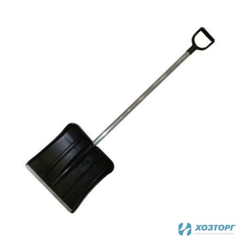 Лопата снеговая  Снежок с оцинкованной планкой, алюм/чер. и V-pучкой, 380х380мм (5/5)