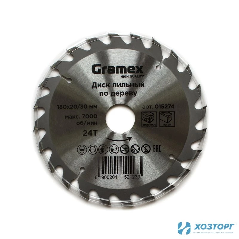 Диск пильный по дереву 180*30/20*24Т GRAMEX (1/50)
