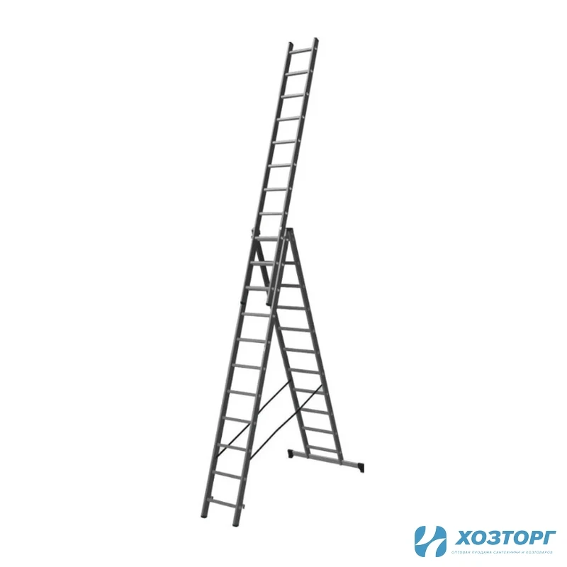 Лестница алюминиевая трёхсекционная 11 ступеней,  ВАРЯГ 3*11,  3,13/5,41/7,15 м(1/1)