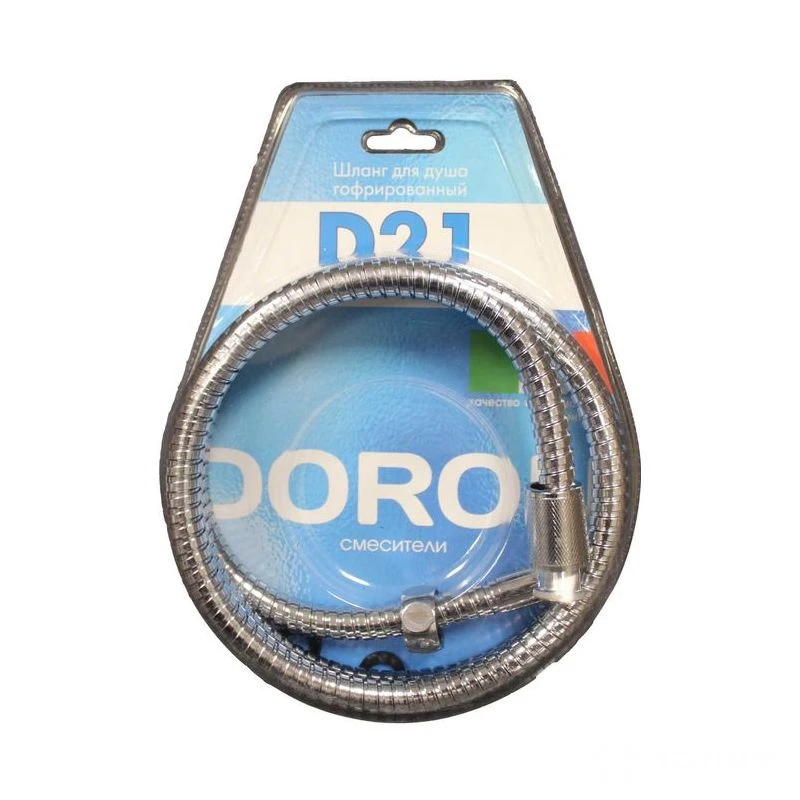 Шланг д/душа DORON D21, 150 см, оплетка: нерж. сталь, (имп/имп), блистер (1/50/500)
