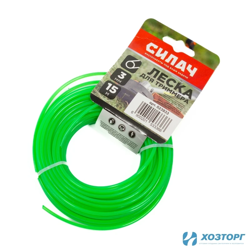 Леска СИЛАЧ 3,0 мм круг ,зеленый,15 метров (5/200)