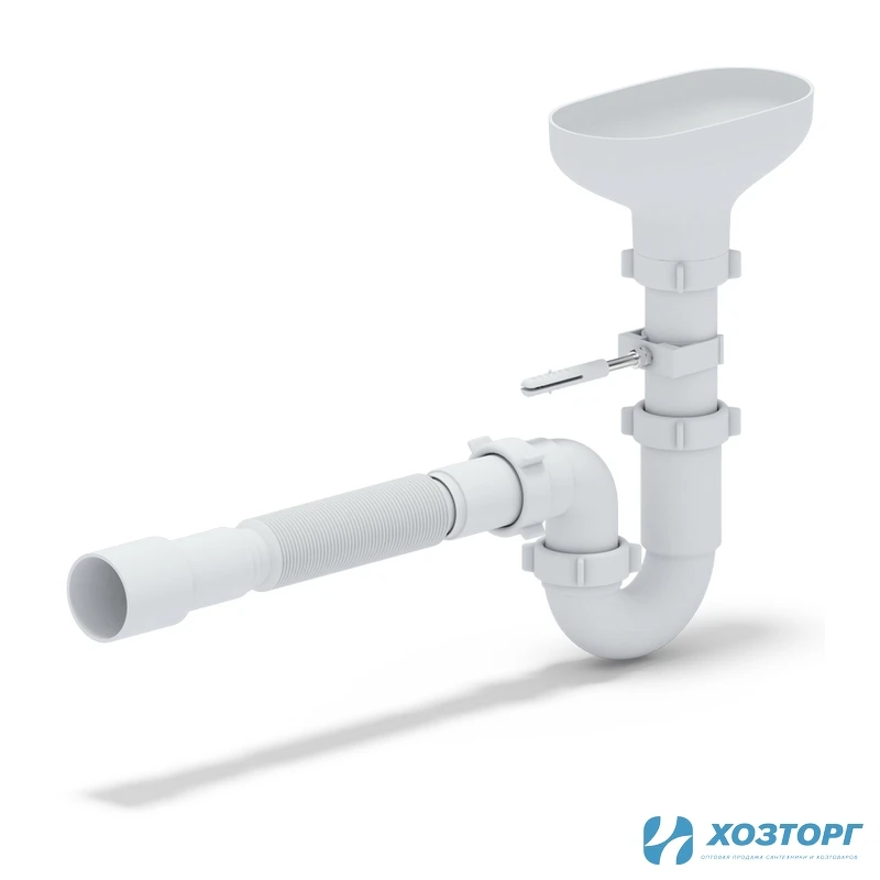 Сифон прямоточный с разрывом струи 1 1/2", гибкая труба Ø40/50мм АНИ DR0115 (1/25)