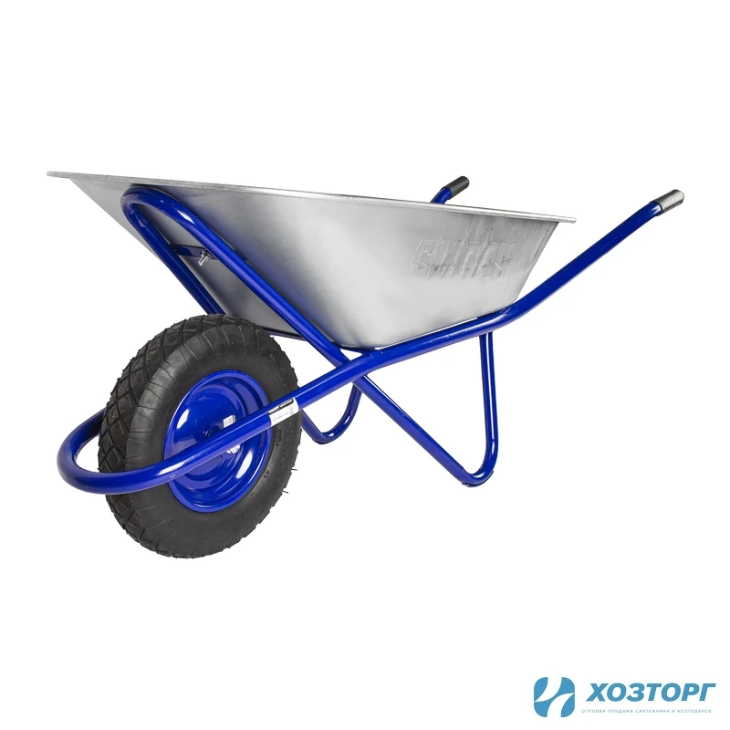 Тачка строительная СИЛАЧ - ТСт 100/1, 1 колесная, (100л для сыпучего груза), 180кг, 4.00-8/16 Синяя рама, синее колесо (1/1)