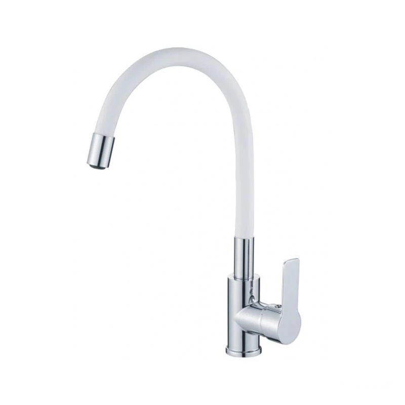 Смеситель  д/кухни DORON DC 2655WHITE-N, шаровый, белый, излив гибкий силиконовый, п/г (1/10)
