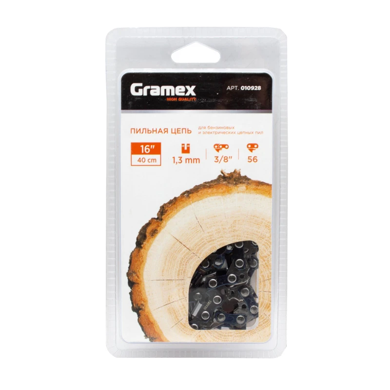 Цепь  пильная Gramex SEMI CHISEL 3/8" LP, 1,3мм, 56 звеньев ,блистер (1/100)