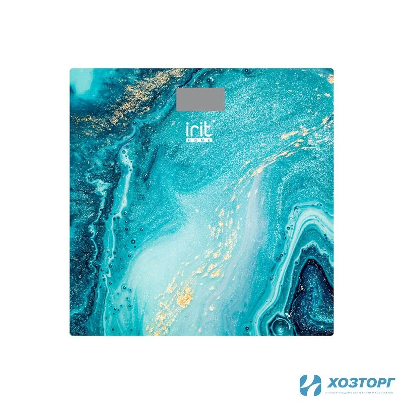Весы напольные 180кг 26х28см/электронные/Irit IR-7272 "Бирюзовый рисунок" (1/10)