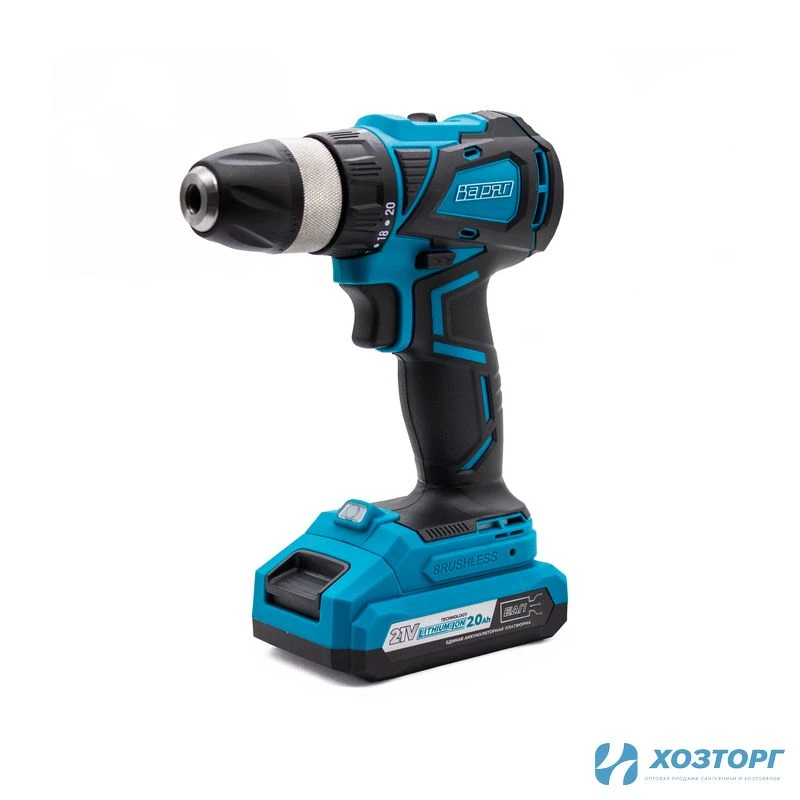 Дрель аккумуляторная ВАРЯГ ДА-21/2Н (БЕСЩЕТОЧНАЯ, 21В, пат10мм, 2 скорости, 50Нм, АКБ Li-ion 2,0Ач) кейс, 2 АКБ, З/У (5/5)