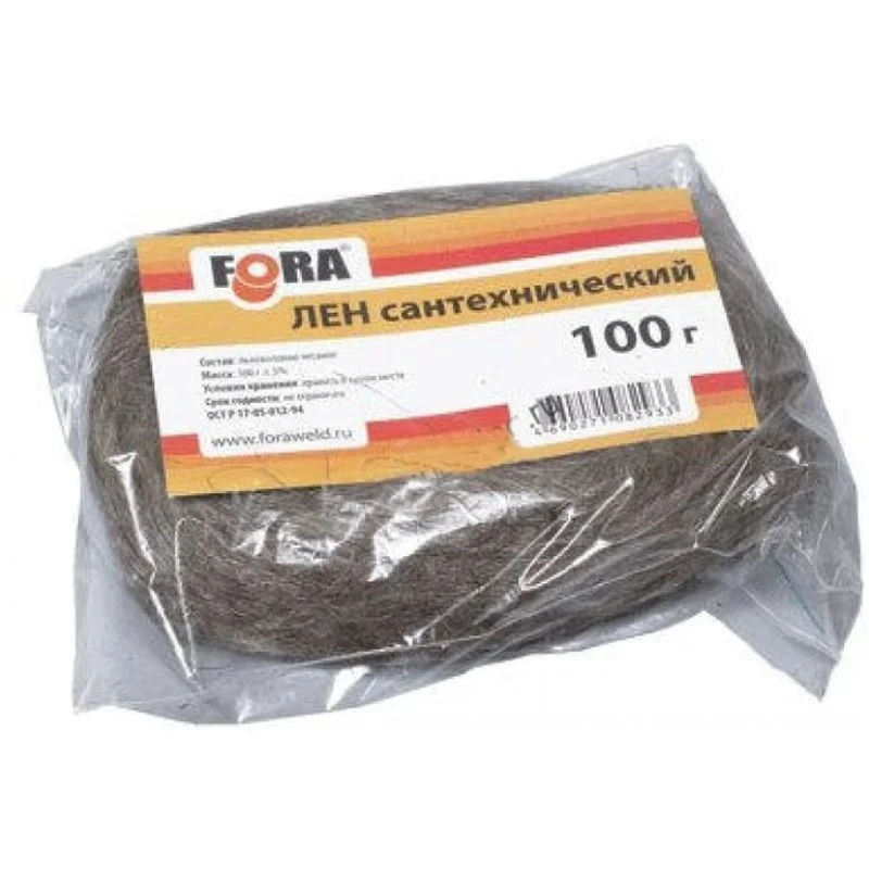 Лён сантехнический 100гр, в пакете, FORA 006140401 (1/50)