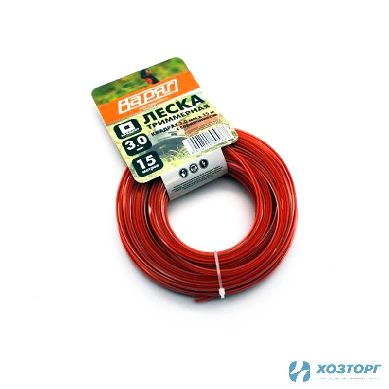 Леска ВАРЯГ 3,0 мм квадрат с сердечн ,оранж,15 метров (5/200)