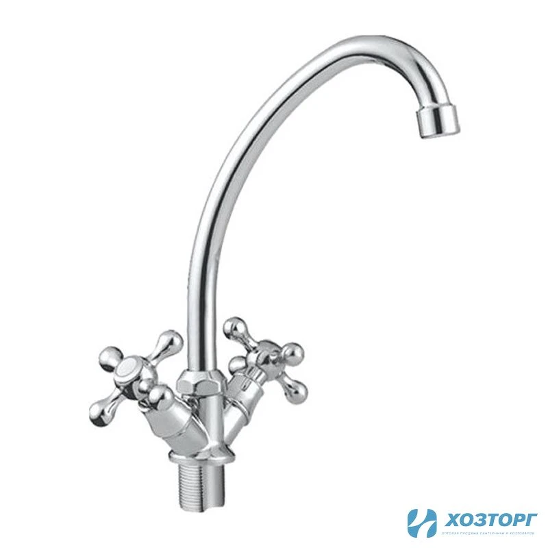 Смеситель д/кухни CRON 4008-2, 1/2 керамика, хром, излив стандартный, п/г (2/20)