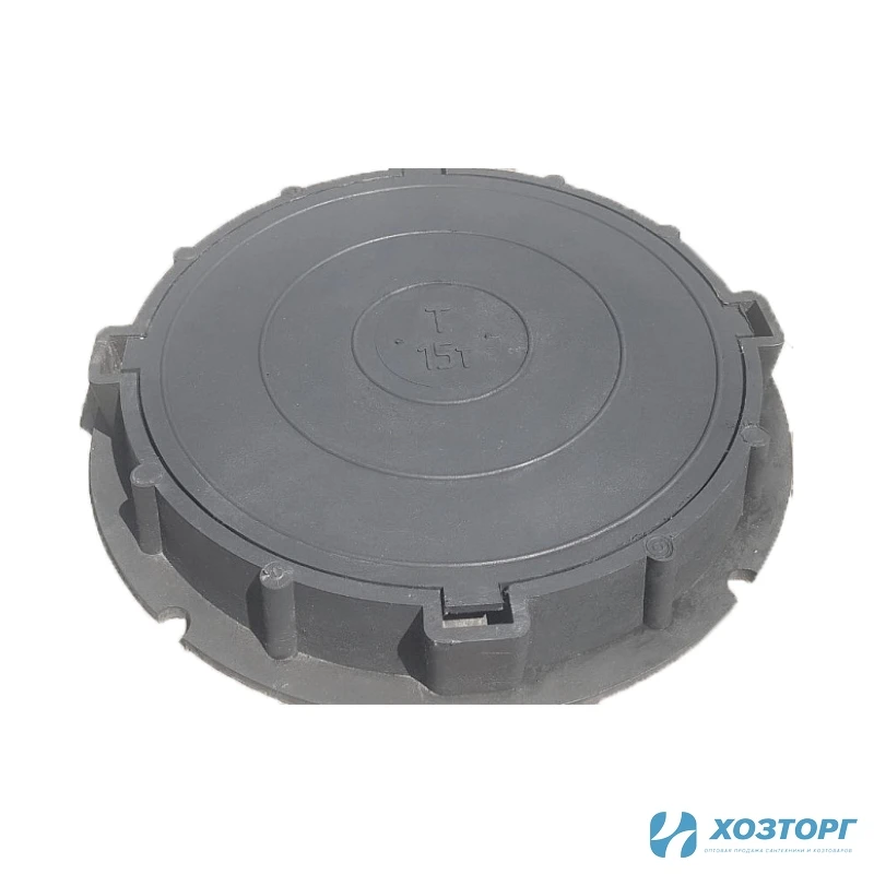Люк колодца полимернопесчаный Т С150 нагрузка до 15 т. черный (1/1)