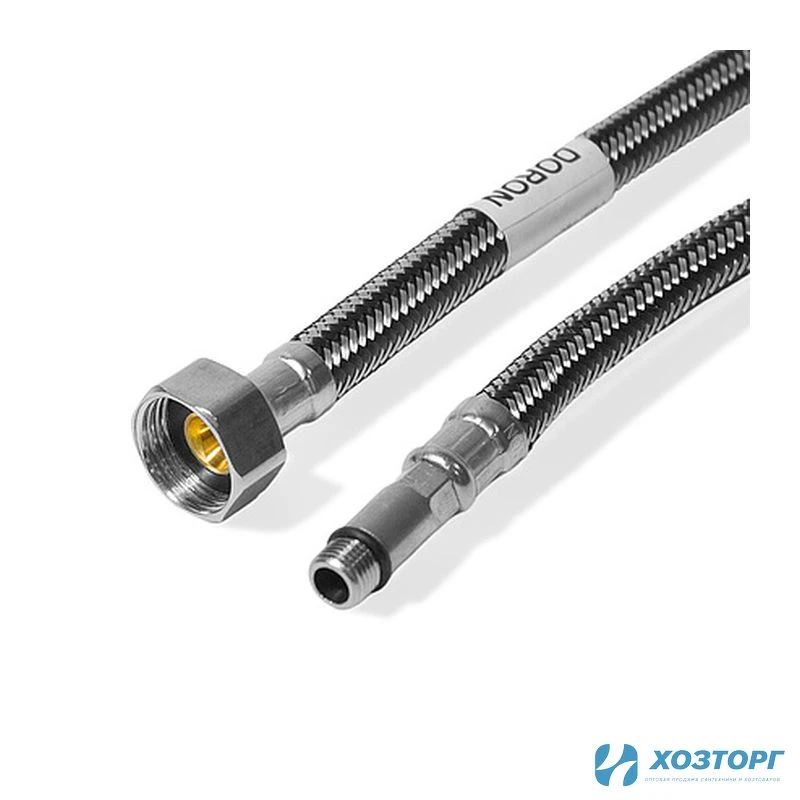 Подводка д/смесит  DORON с оплетением из нержавейки и фибро-нейлона 1/2 М10  40 см длинная (5/230)