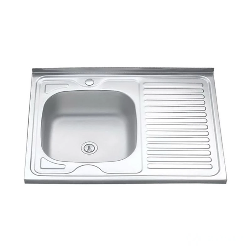 Мойка кухонная накладная 8060 L MELANA MLN8060L-0,6-160 прямоугольная, с сифоном (016 t L) (1/10)