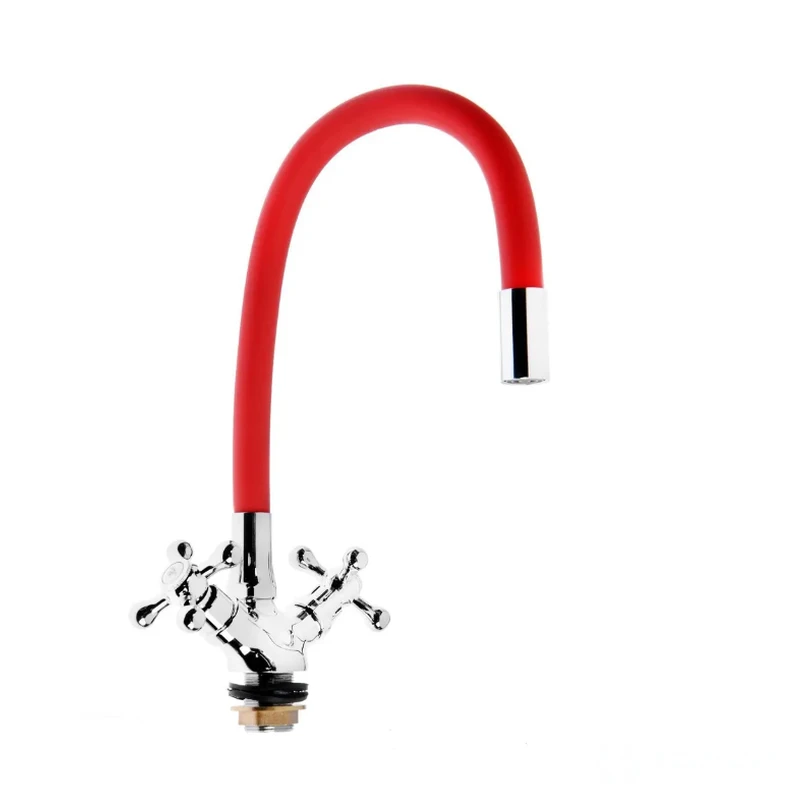  Смеситель  д/кухни DORON DС 1712RED-N, 1/2 керамика, красный, излив гибкий силиконовый, п/г (1/10)