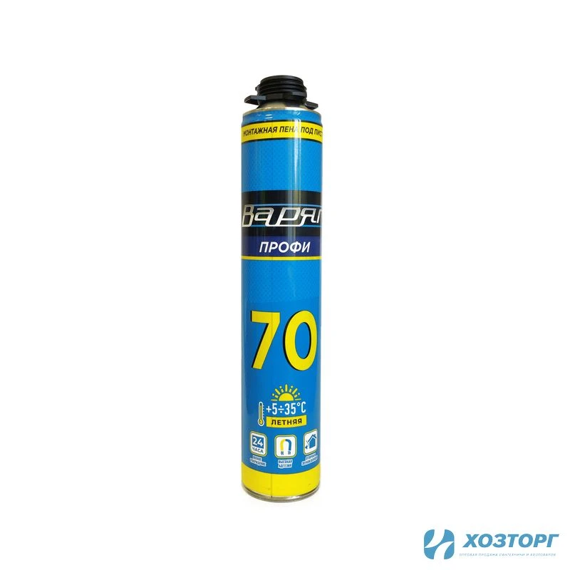 Пена монтажная Варяг ПРОФИ 70 под пистолет 900 мл (1/12)