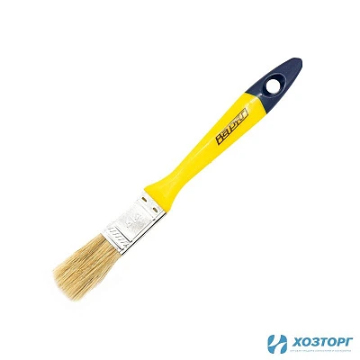 Кисть плоская  20 мм (3/4") "Евро" с пластиковой ручкой, натуральная щетина ВАРЯГ (12/1200)