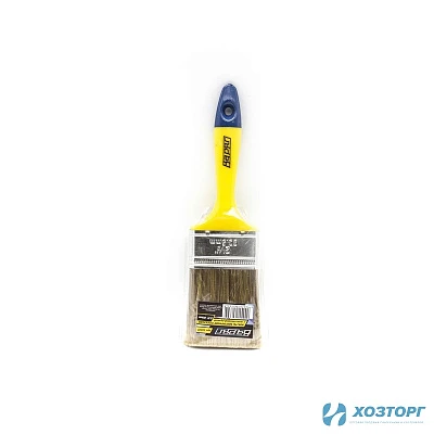 Кисть плоская  63 мм (2,5") "Евро" с пластиковой ручкой, натуральная щетина ВАРЯГ (12/288)