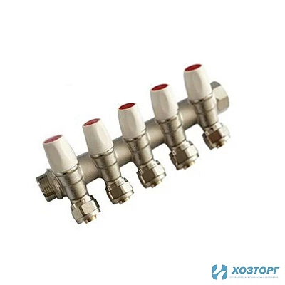 Коллектор с регулирующими вентилями под 45°, 3/4"г/ш х 16ц - 5 вых. MR135N-3/4-C-5 TIM(1/9)