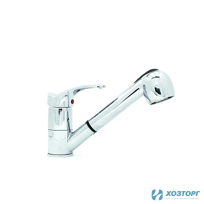 Смеситель д/к DORON D6014  шаровый, хром, излив с вытягивающейся лейкой, п/ш (1/10)