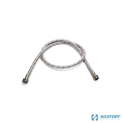 Гибкая подводка для воды ELKA оплетка нейлон в ПВХ, фитинги стальные, 1/2", г/ш, 100см. (10/50)