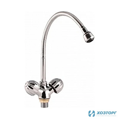 Смеситель д/кухни БЕЛЫЕ КОЛОДЕЗИ 1/2 керамика,гофрированный излив, п/г,аэр1 реж1079N-G TYE1030 (1/10)