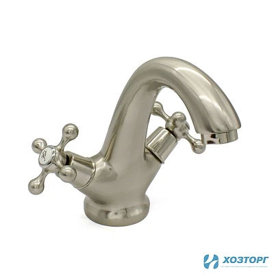 Смеситель  д/умывальника DORON DL 1513S, 1/2 керамика, сатин, излив литой нос, п/ш (1/10)