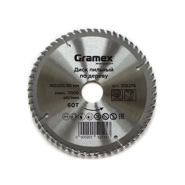 Диск пильный по дереву 180*30/20*60Т GRAMEX (1/50)