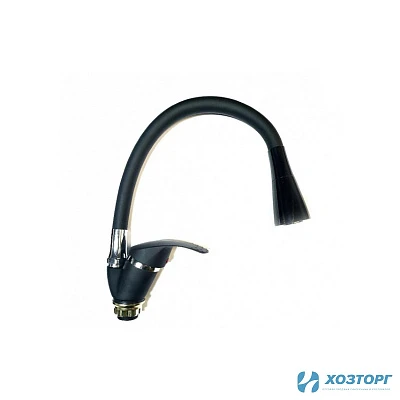 Смеситель д/кухни БЕЛЫЕ КОЛОДЕЗИ утка 40мм,черный,силиконовый излив,п/г аэрат 2-х реж.TYE-2025 (1/10)