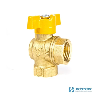 Кран шаровый БАЗ 1/2 г/г бабочка газовый УГЛОВОЙ 11Б27П Ду15 А (1/60)