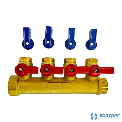 Коллектор с кранами 3/4"x1/2" на 4 выхода Damento Clima (1/30)