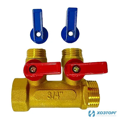 Коллектор с кранами 3/4"x1/2" на 2 выхода Damento Clima (1/60)
