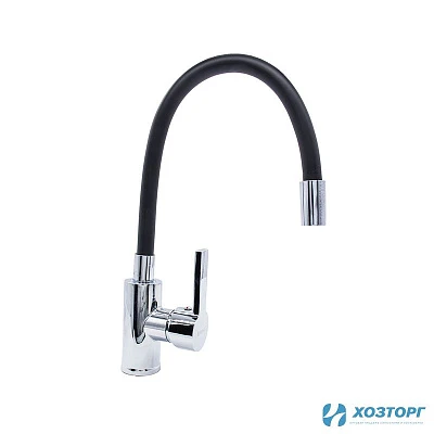 Смеситель  д/кухни Kranar KC 2626BLACK-N, шаровый, черный, излив гибкий силиконовый, п/г (1/10)