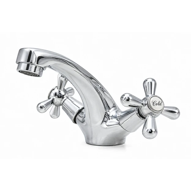 Смеситель  д/умывальника DORON DL 1503, 1/2 керамика, хром, излив короткий, п/шп (1/10)