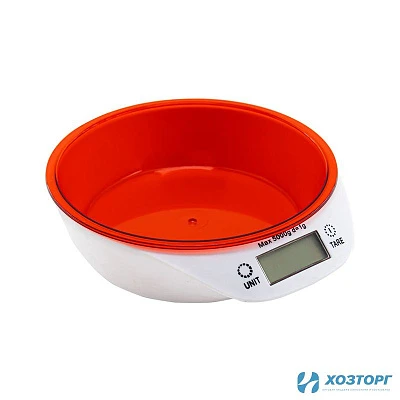 Весы кухонные с чашей 5кг, красный/электронные/IR-7117(1/24)
