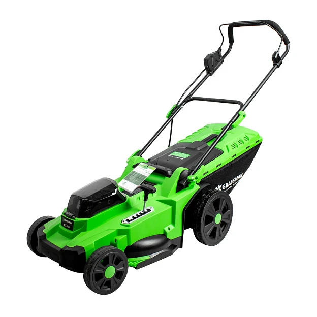 Газонокосилка аккумуляторная бесщеточная GRASSMAN BL-440, 21+21V, 2 акб ,4А/ч,ширина 43см, травосбор. 50л ,высота скашивания 25-75 мм (1/9)