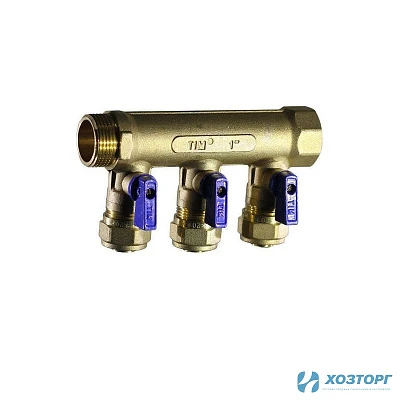 Коллектор с кранами 1" на 16 на 3 крана TIM 200-1(3)-16 (1/9)