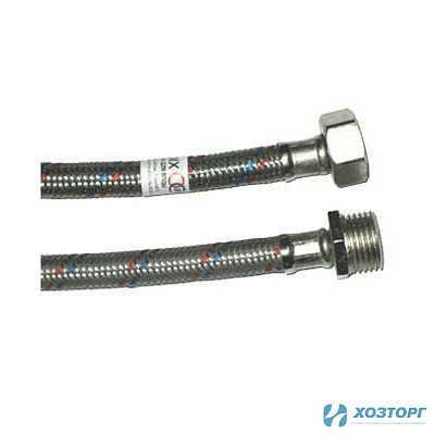 Гибкая подводка для воды ELKA оплетка нейлон в ПВХ, фитинги стальные, 1/2", г/г, 150см. (10/40)