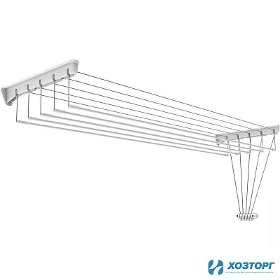 Сушилка д/белья потолочно-настенная Лиана 1,4м, белая, металл/пластик 452-029 (1/5)